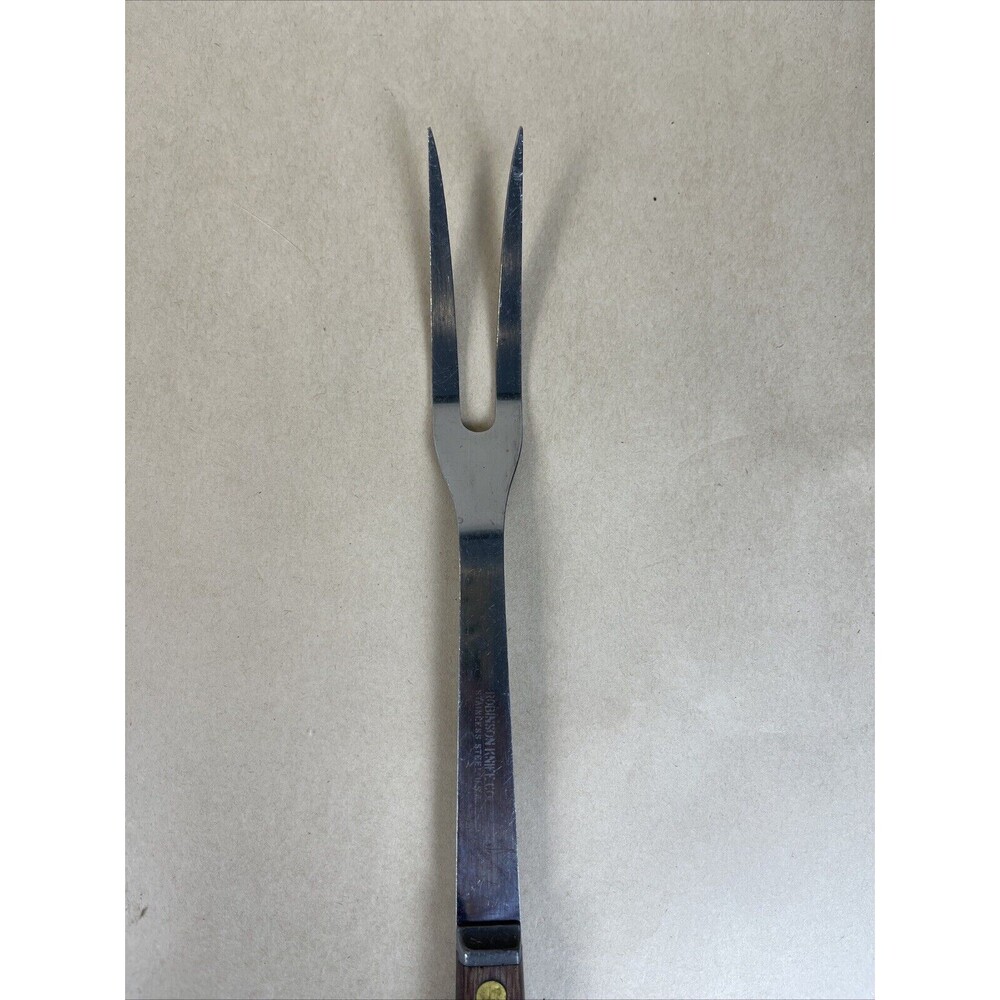 Vintage Robinson Knife Co USA‎ Stainless Meat Carving Fork Wood Handle 12.25" - Picture 3 of 6